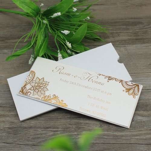 Wedding Invitation Card Hardcover Insert Card with Paper Pocket Foil Printing Customized 